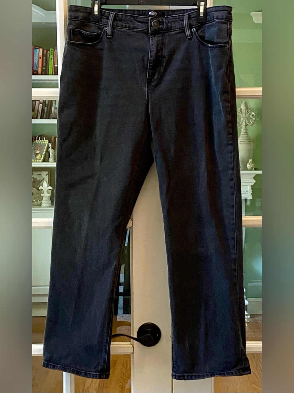 Hudson Washed Black Straight Leg Jeans Size 14